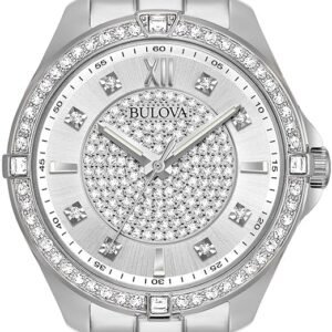 Bulova Ladies’ Classic Crystal Stainless Steel 2-Hand Quartz Watch