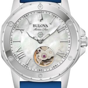 Bulova Ladies’ Marine Star Automatic Stainless Steel Case and Blue Silicone Strap