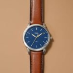 Fossil Men’s Minimalist Quartz Stainless Steel and Leather Three-Hand Watch