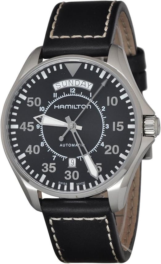 Hamilton Watch Khaki Aviation Pilot Day Date Auto | Swiss Made | 42mm Stainless Steel Case